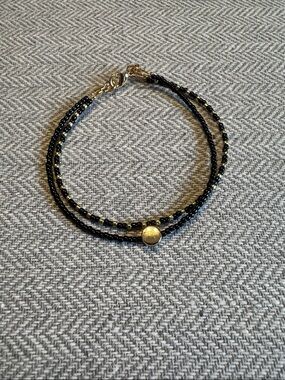 Dainty Black and Gold Bracelet Stack